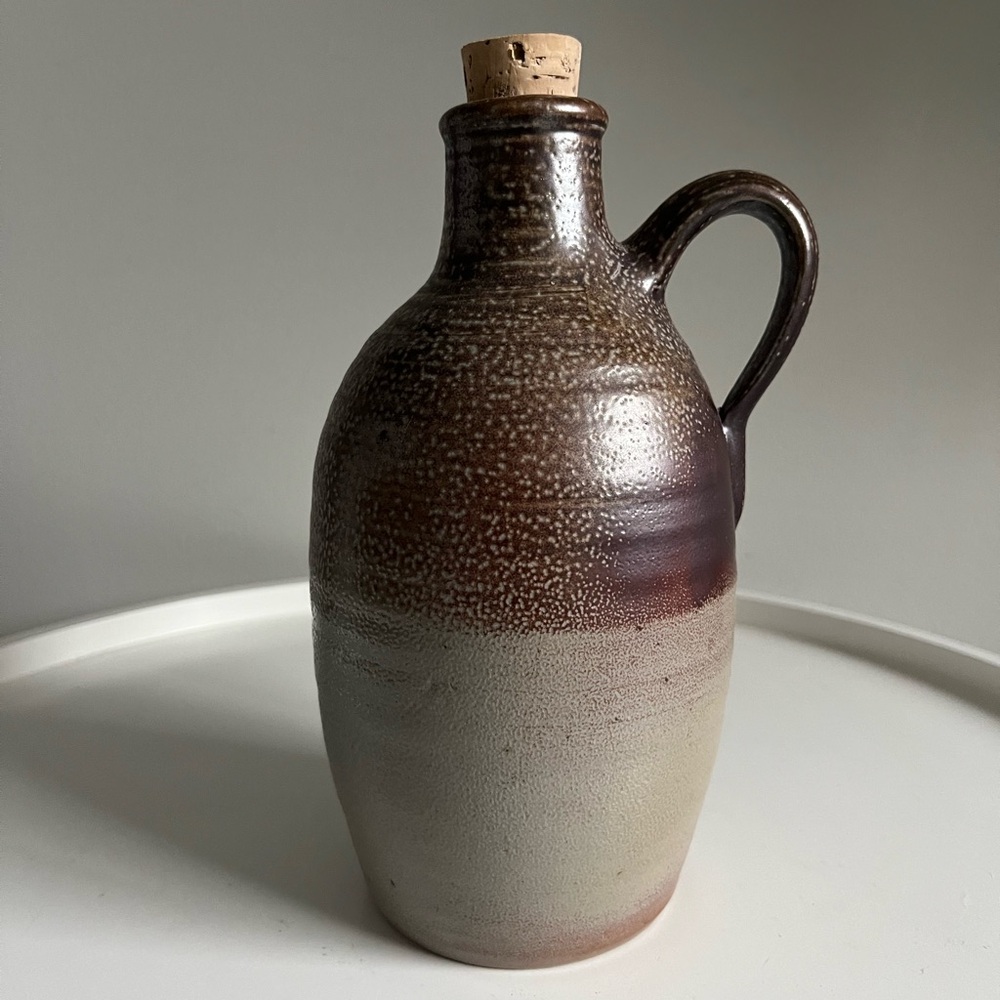 Ceramic Studio Art Pottery Salt Glazed Stoneware Jug Cork Signed and Stamped